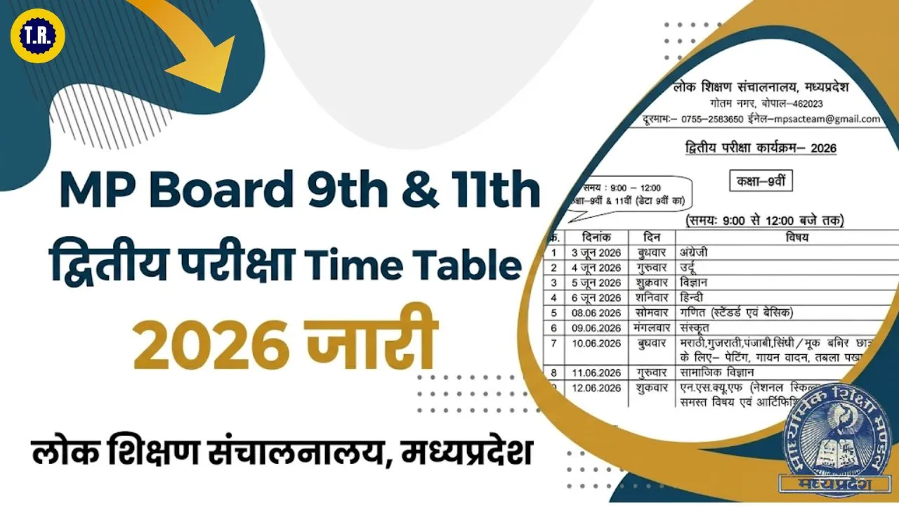 MP Board 9th 11th Second Exam Time Table 2026: Supplementary Date Sheet PDF Download